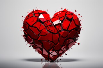 Bold and Intense Red Broken Love Heart | Generative AI