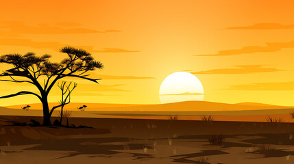 Fototapeta na wymiar Free_vector_landscape_with_trees_against_a_sunset