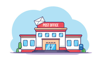 Illustration vector graphic design of Post Office, Department office government with cartoon style and children friendly, good for web design, children books, cartoon, etc.