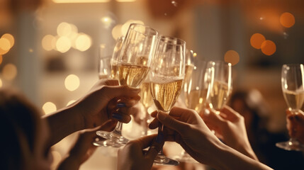 Group of people toasting with glasses of champagne