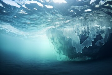 Stunning underwater iceberg reveals the perilous reality of melting glaciers. Generative AI