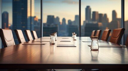 background empty top table in Conference Room 
