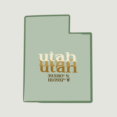 vector of utah sticker design, utah map and coordinate, perfect for print, etc