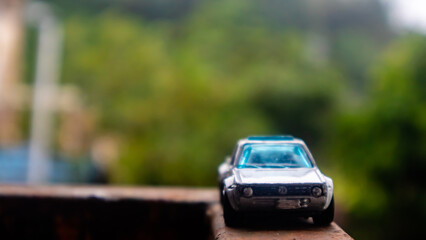 Minahasa, Indonesia : December 2022, the toy car in nature