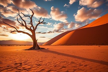 Sossusvlei, Namibia: an otherworldly African destination showcasing unique landscapes. Generative AI