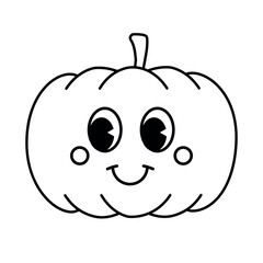 Vector retro groovy cartoon outline pumpkin isolated on white background