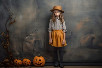 ハロウィンの仮装をした女の子　with generative ai - obrazy, fototapety, plakaty