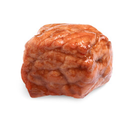 Piece of delicious cooked beef isolated on white. Tasty goulash