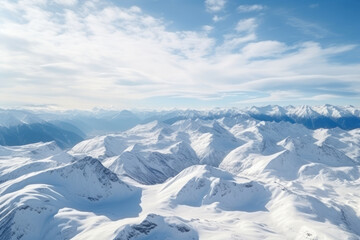 Fototapeta na wymiar Glistening Alpine Majesty: Serene Winter Wonderland of Snow-Capped Peaks, Untouched Wilderness, and Breathtaking Sunlit Beauty