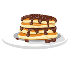 Pancakes  Illustration with Chocolate Toping on a plate