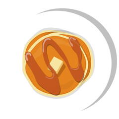 Pancakes  Illustration with Butter and Honey Toping on a plate