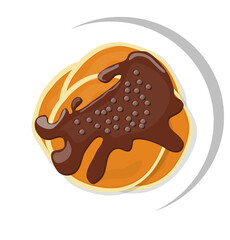 Pancakes  Illustration with Chocolate Toping on a plate