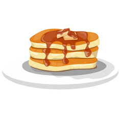 Pancakes  Illustration with Butter and Honey Toping on a plate