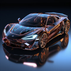 drawing of a concept car, drawn in a 3D hologram