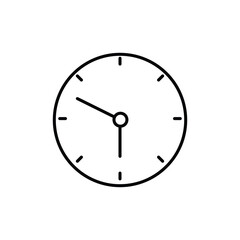 Fototapeta premium Circular wall clock line icon, outline vector sign flat illustration on white background..eps