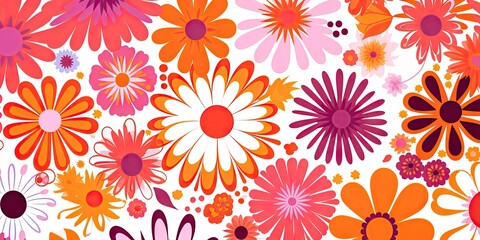 Fototapeta na wymiar a colorful floral pattern is shown on the white background Generative Ai