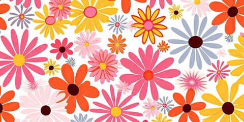 a colorful flower pattern on white Generative AI