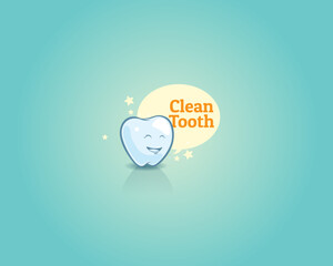 Clean Tooth character design for logo or masthead.
