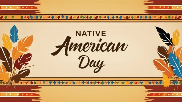 Native American Day Text Animation. Great for Native American Day Celebrations, for banner, social media feed wallpaper stories