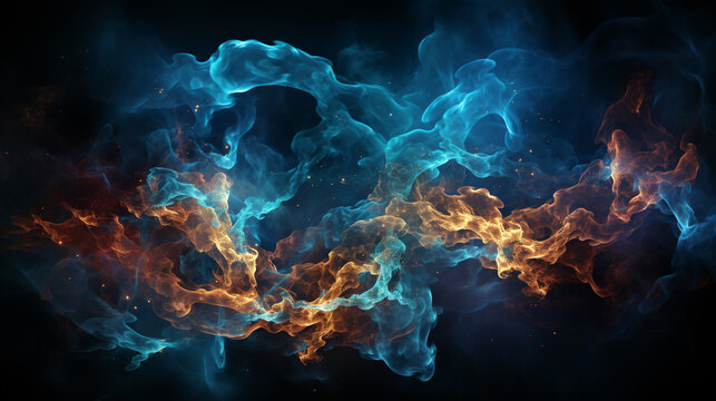 Blue Fire Flames On Black Background Stock Photo, Picture and Royalty Free  Image. Image 36535500.