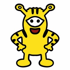cartoon doodle monster on white background