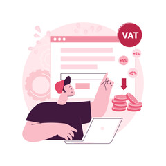 Value added tax system abstract concept vector illustration. VAT number validation, global taxation control, consumption tax system, added value, retail good purchase total cost abstract metaphor.