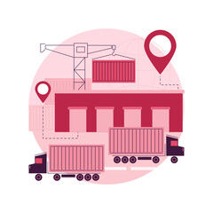Logistics hub abstract concept vector illustration. Global logistics center, commercial warehouse, distribution hub, supply chain management, transportation cost optimization abstract metaphor.