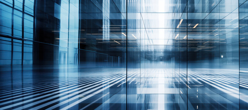 Abstract Background Image with Motion Blur of a Glass Building Facade and Glass Reflections
