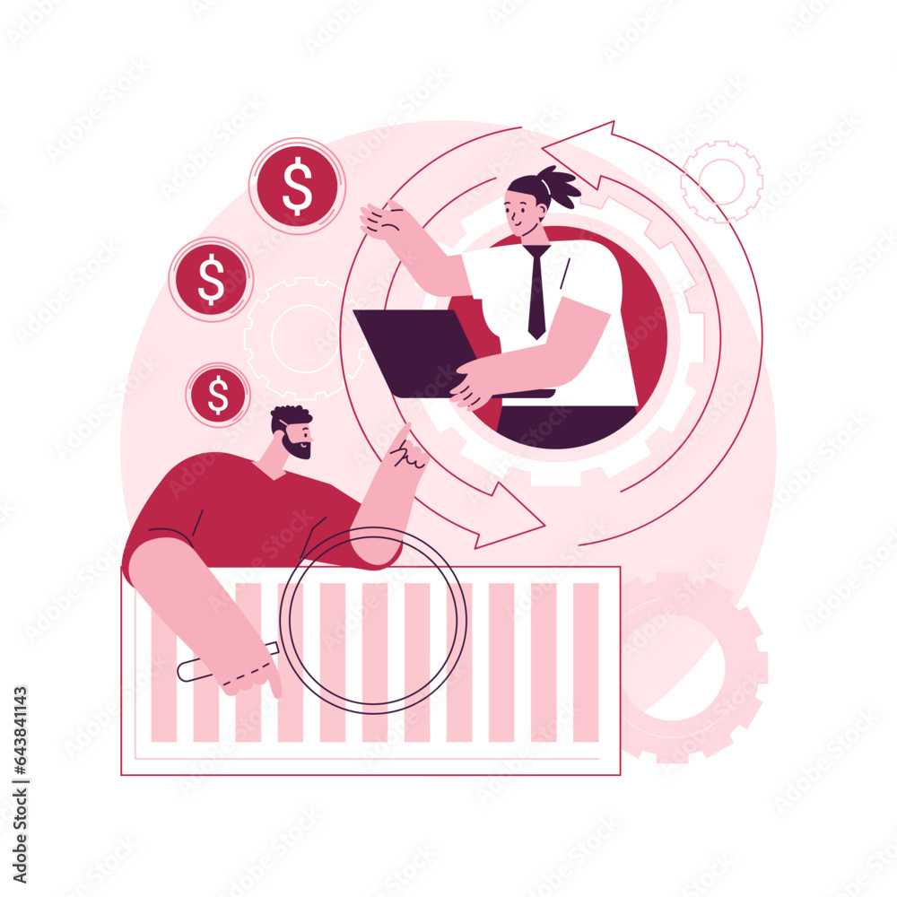 Poster workflow process abstract concept vector illustration. design and automation, boost office productiv