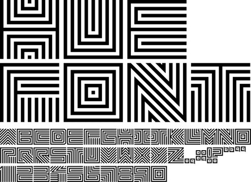 Creative font set design for logo or masthead design in vector format
