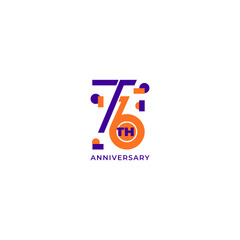ILLUSTRATION 76th ANNIVERSARY DESIGN SIMPLE TEMPLATE LOGO ICON VECTOR