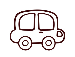 Cute Car Vehicle Outline for Editable Cartoon Transportation Doodle Vector Illustration