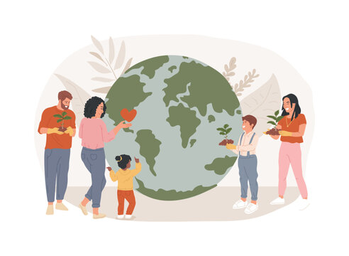 Earth Day isolated concept vector illustration. World earth day celebration, environmental activism, save planet, climate change, international ecology event, mother nature vector concept.