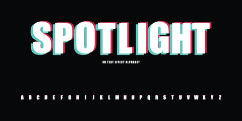 Spotlight 3D Text Effects Neon Alphabet Font Typeface Vector Editable for Headline Breaking News TV Video