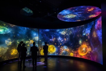 Breathtaking immersive display at a planetarium. Generative AI - obrazy, fototapety, plakaty