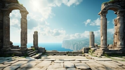 background Ancient Greek temple ruins.cool wallpaper	 - obrazy, fototapety, plakaty