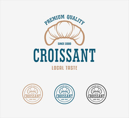 croissant bakehouse, Bakery shop vector design logo emblem sticker baking vintage retro style