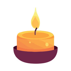 candle on a purple bowl