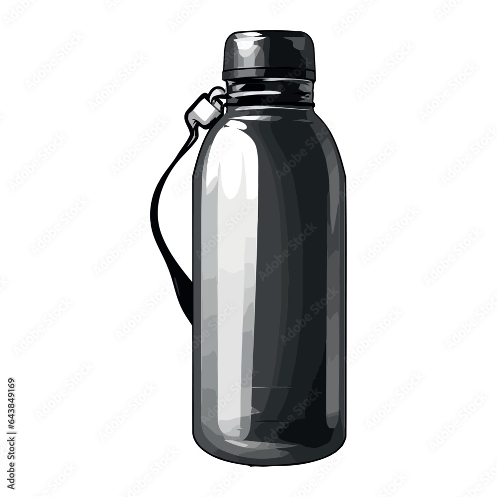 Poster black water bottle with metal cap