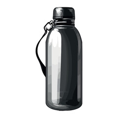 Black water bottle with metal cap