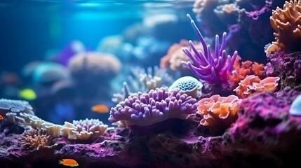 Fototapeta premium background Colorful coral reef in an aquarium