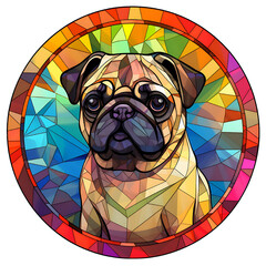 Dog watercolor stained glass effect window colorful painting vector illustration generative AI