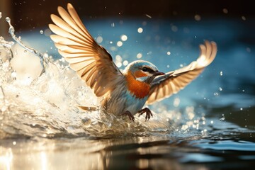 bird in water