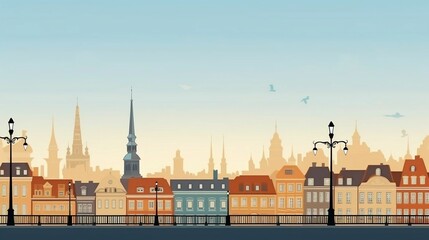 Fototapeta premium background European cityscape with historic landmarks 