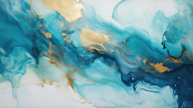 Alcohol ink colors translucent. Modern Fluid Acrylic art. Abstract fluid art background, acrylic pour wallpaper. Design wrapping paper, wallpaper. Mixing acrylic paints. Post-processed generative AI