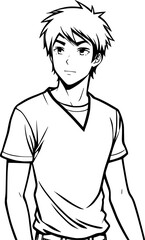 black and white of man cartoon, vector illustration