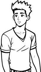 black and white of man cartoon, vector illustration