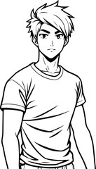 black and white of man cartoon, vector illustration