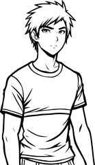 black and white of man cartoon, vector illustration