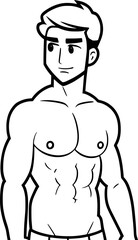 Fototapeta premium black and white of man cartoon, vector illustration